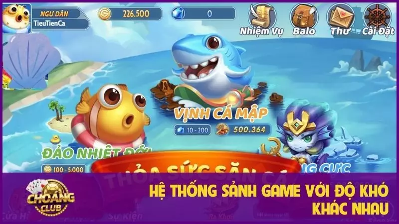 Bắn cá Tiểu Tiên Cá - Game giải trí dẫn đầu xu hướng 2 Hệ thống sảnh game với độ khó khác nhau
