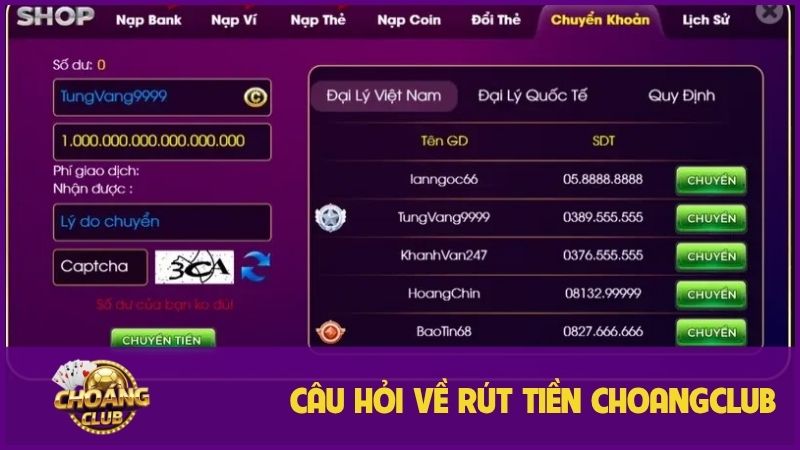 Rút tiền ChoangClub: Hướng dẫn chi tiết nhận thưởng nhanh chóng 3 Một số câu hỏi liên quan đến giao dịch rút tiền Choangclub