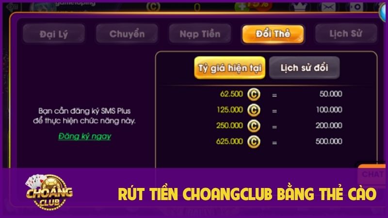 Rút tiền ChoangClub: Hướng dẫn chi tiết nhận thưởng nhanh chóng 2 Hướng dẫn rút tiền Choangclub bằng thẻ cào