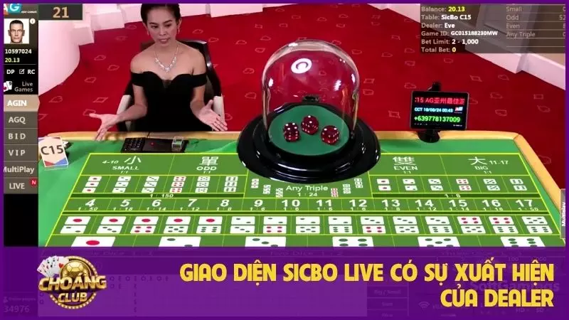 Sicbo là gì và vì sao lại hấp dẫn người chơi cá cược? 1 Giao diện Sicbo live có sự xuất hiện của dealer